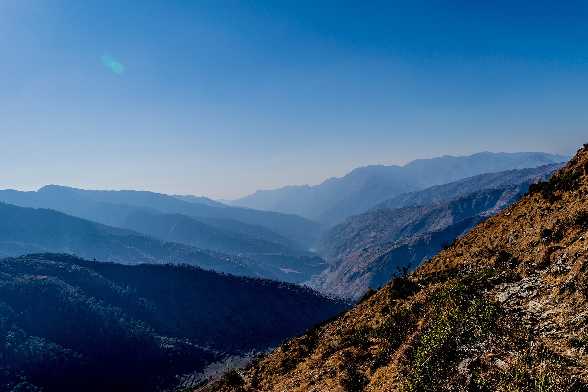 Forested ridge leading to the Nag Tibba summit